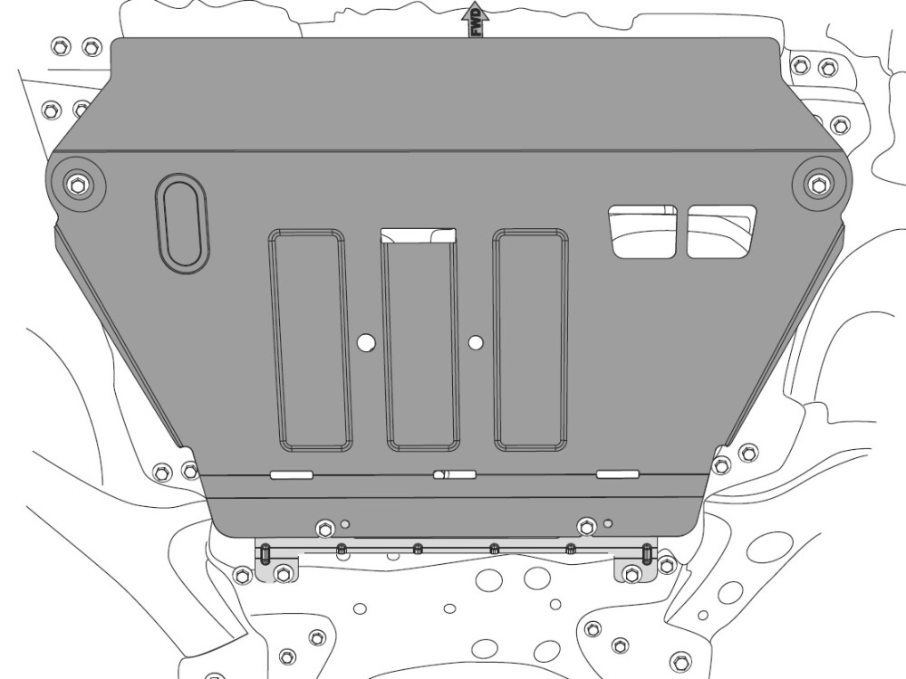 Unterfahrschutz für Toyota RAV 4 2013-, 4 mm Aluminium gepresst (Motor + Getriebe)