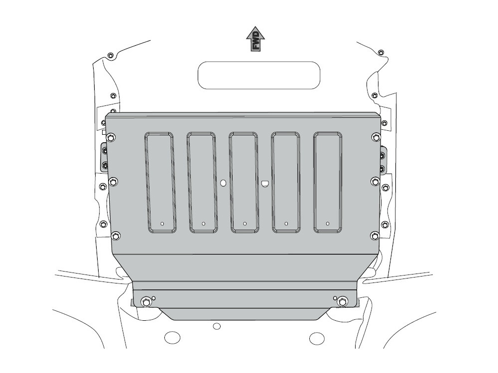 Skid plate for Ford Transit 2014-, 4 mm aluminium (engine + gear box)