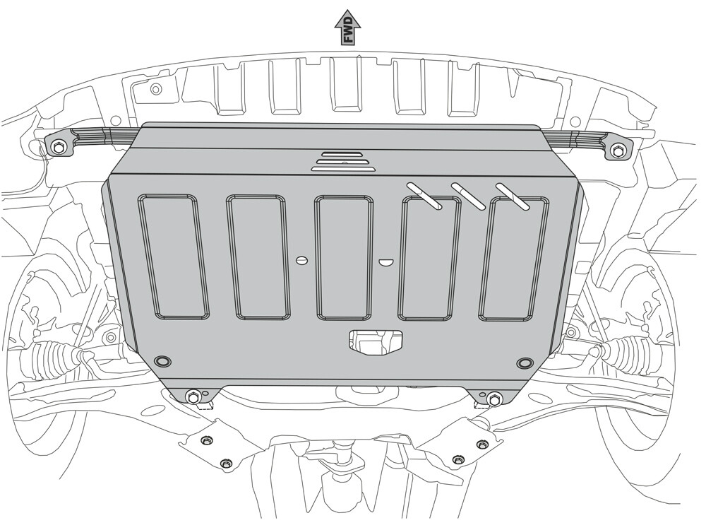 Skid plate for Hyundai iX35, 4 mm aluminium (engine + gear box)