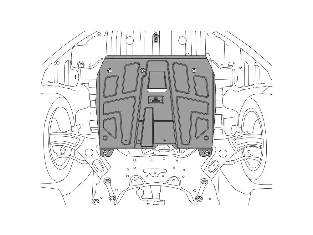 Skid plate for KIA Cerato 2012-, 5 mm aluminium (engine + gear box)