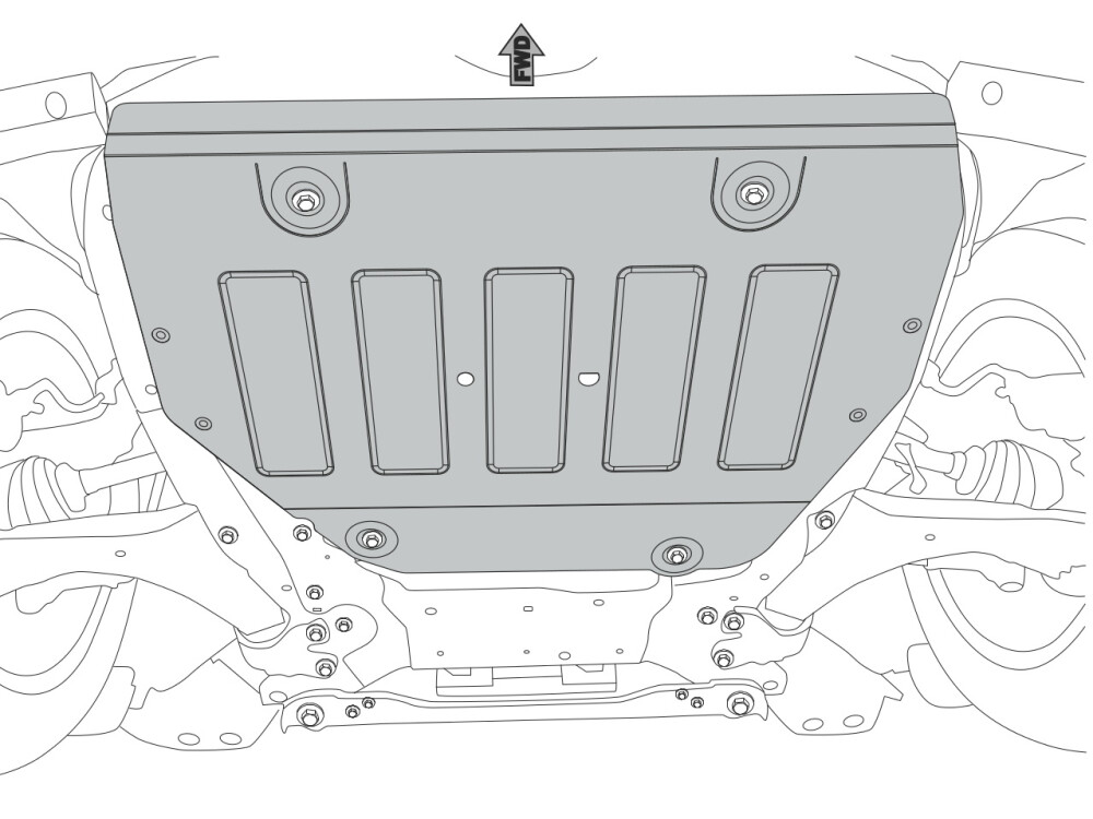 Skid plate for Land Rover Freelander II 2013-, 4 mm aluminium (engine + gear box)