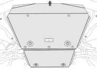Skid plate for Mercedes E 2009-, 2 mm steel (engine)