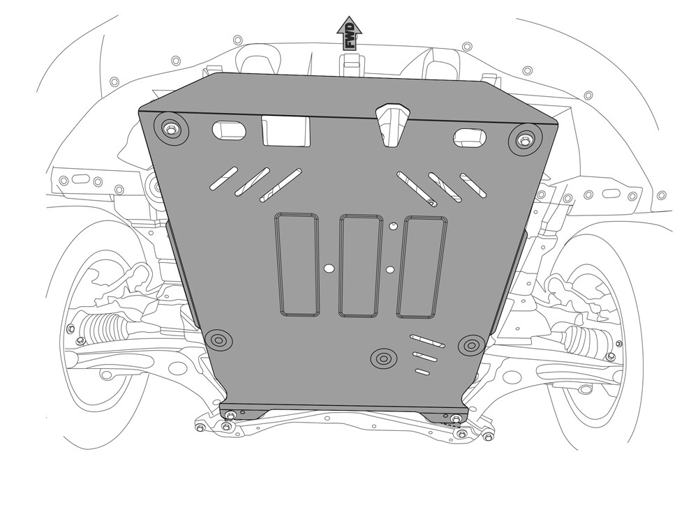 Skid plate for Mitsubishi ASX, 4 mm aluminium (engine + gear box)