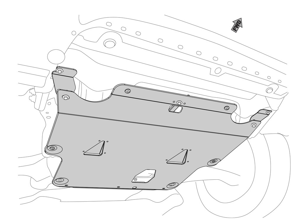 Skid plate for Volvo XC60 2013-, 4 mm aluminium (engine + gear box)
