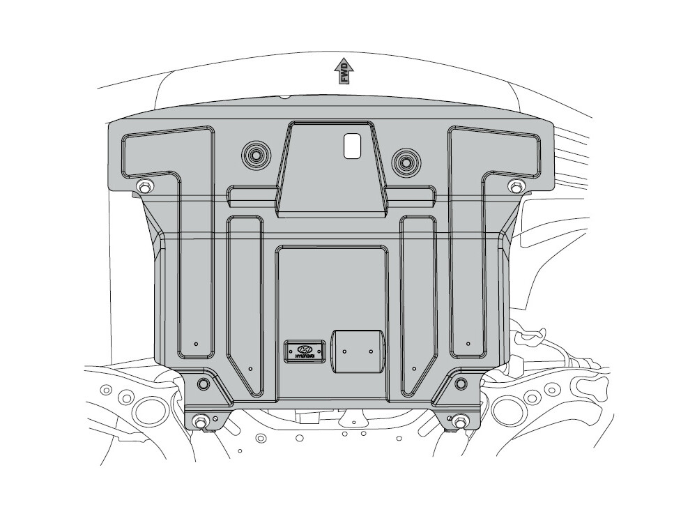 Unterfahrschutz für Hyundai Santa FE 2012-, 2 mm Stahl gepresst (Motor + Getriebe)