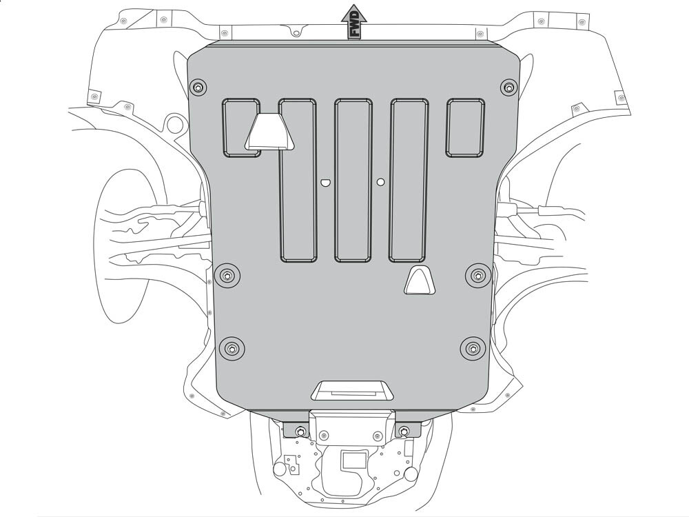 Skid plate for Audi A8 2014-, 4 mm aluminium (engine + gear box)