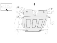 Skid plate for Toyota Hilux 2016-, 4 mm aluminium (gear box)
