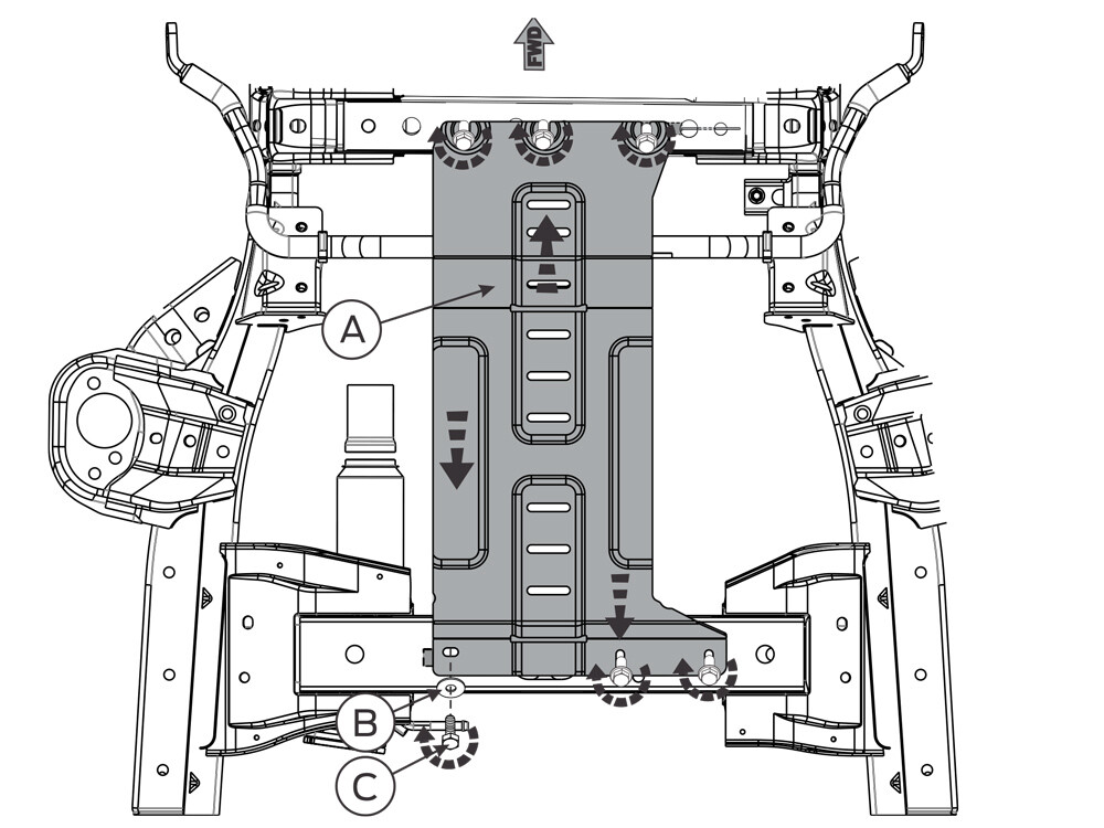 Skid plate for Ford Ranger 2016-, 4 mm aluminium (gear box)