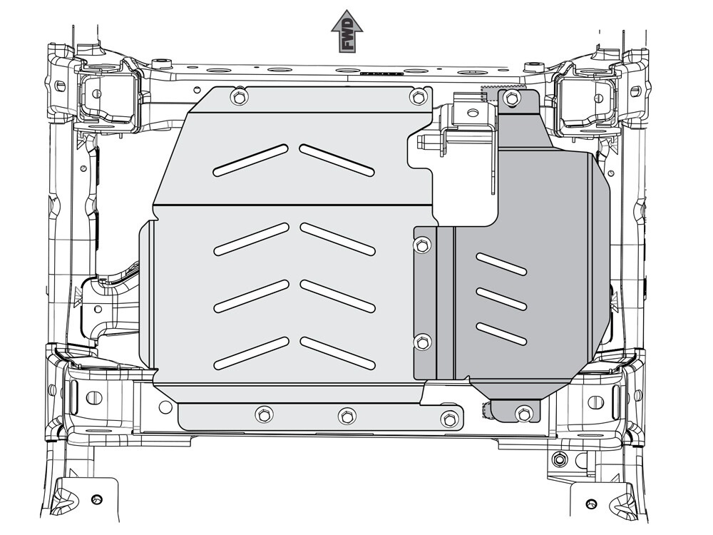 Skid plate for Ford Ranger 2012-, 6 mm aluminium (engine)
