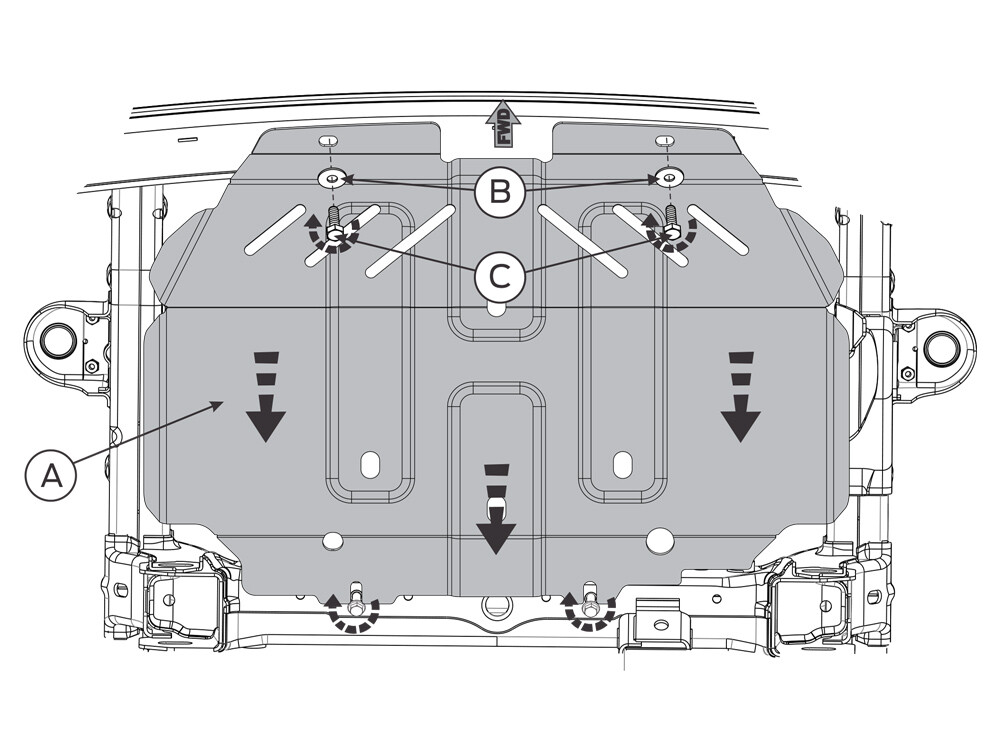 Unterfahrschutz für Ford Ranger 2016-, 3 mm Stahl gepresst (Kühler)