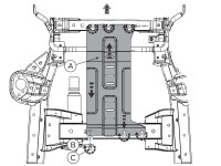 Skid plate for Ford Ranger 2016-, 3 mm steel (gear box)