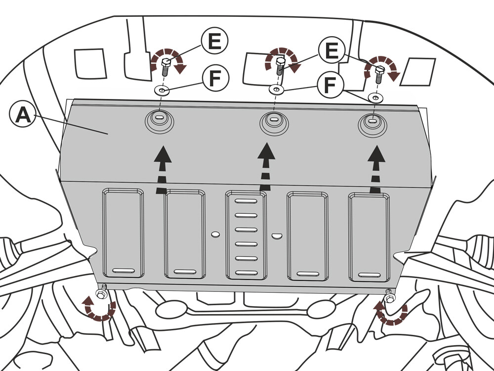 Skid plate for Peugeot Expert / Traveller 2020-, 4 mm aluminium  (engine + gear box)