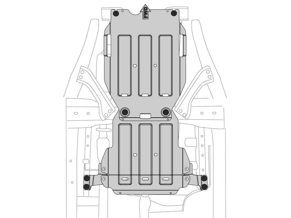 Skid plate for Isuzu D-Max 2017-, 6 mm aluminium  (gear box + transfer case)