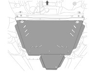 Skid plate for Mitsubishi Pajero V80, 5 mm aluminium (gear box + transfer case)
