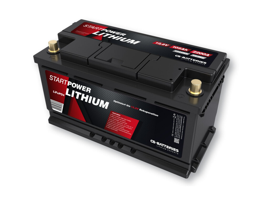 Lithium LiFePo4 Auto Starter Batterie 12V / 60Ah BMS -1200A(EN) Peak -Euro6-