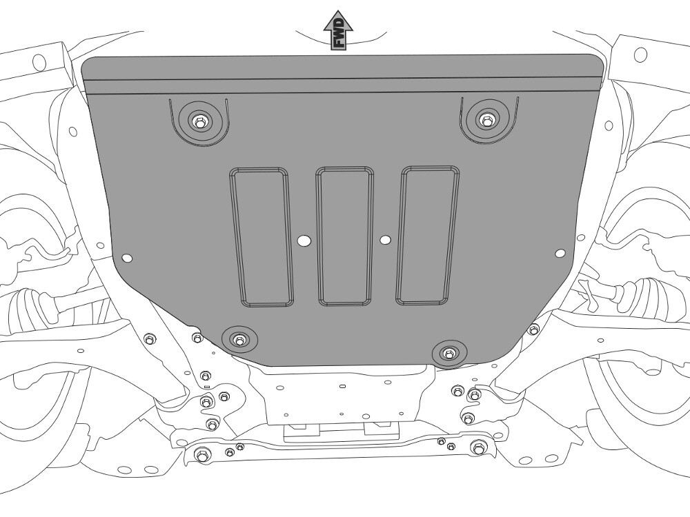 Skid plate for Land Rover Freelander II 2006-, 2,5 mm steel (engine + gear box)
